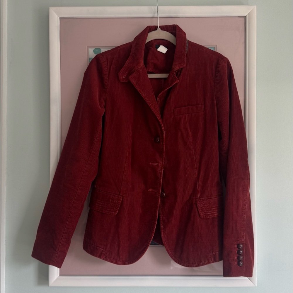 J. Crew Women's Corduroy Deep Red Blazer - Picture 2 of 7